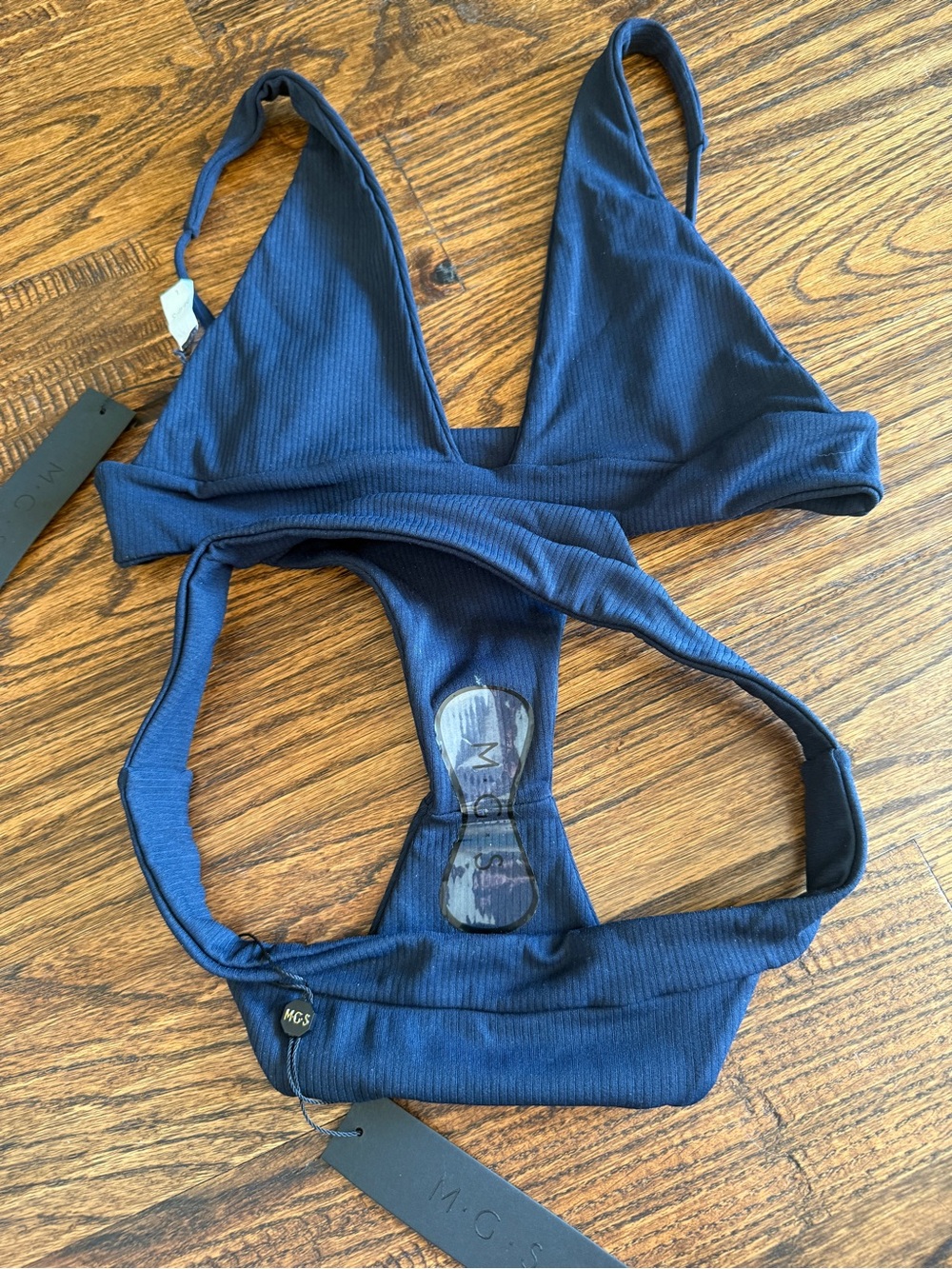 MGS Navy Ribbed Triangle Bikini Set - Picture 4 of 4